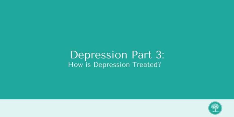 a blue background with the words depression part 3 how is depression treated?.