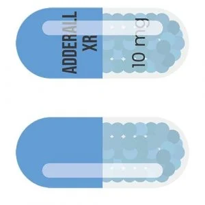 a pair of blue and white pills.
