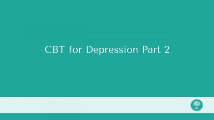 a blue background with the words cbt for depression part 2.