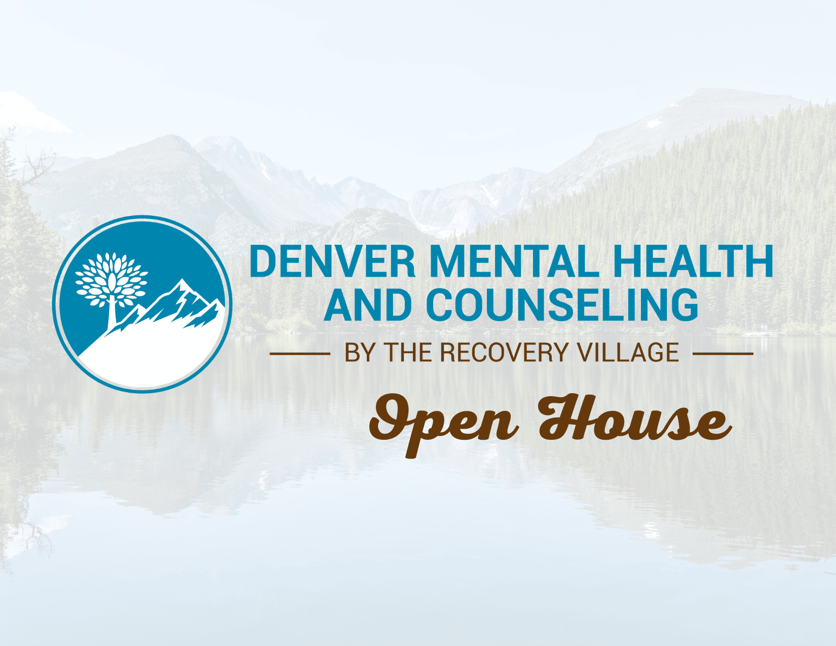 a lake surrounded by mountains with the words denver mental health and consulting by the recovery.