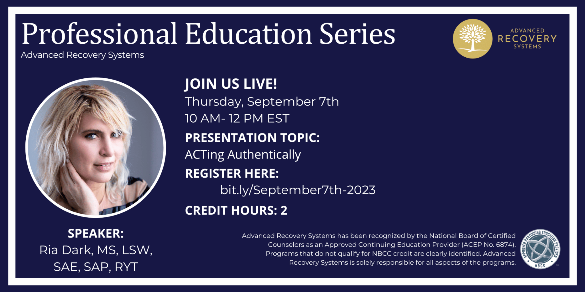 a flyer for a professional education series.