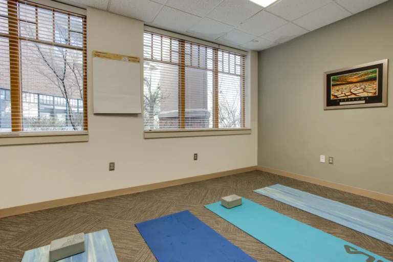 The Recovery Village Columbus Drug and Alcohol Rehab yoga room scaled