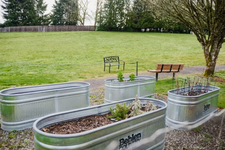 The Recovery Village Ridgefield Drug and Alcohol Rehab near Portland planters and seating areas scaled