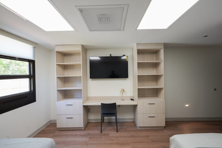 The Recovery Village Drug, Alcohol and Mental Health Rehab- Spacious storage area, desk and TV for detox patients